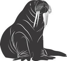 ai gegenereerd silhouet walrus dier zwart kleur enkel en alleen vol lichaam vector