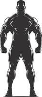 ai gegenereerd silhouet bodybuilding zwart kleur enkel en alleen vol lichaam vector