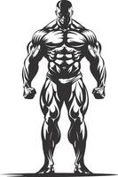 ai gegenereerd silhouet bodybuilding zwart kleur enkel en alleen vol lichaam vector