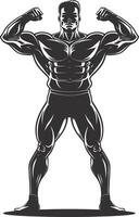 ai gegenereerd silhouet bodybuilding buigen lichaam spier zwart kleur enkel en alleen vector