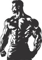 ai gegenereerd silhouet bodybuilding buigen lichaam spier zwart kleur enkel en alleen vector