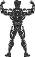 ai gegenereerd silhouet bodybuilding buigen lichaam spier zwart kleur enkel en alleen vector