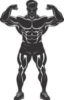 ai gegenereerd silhouet bodybuilding buigen lichaam spier zwart kleur enkel en alleen vector