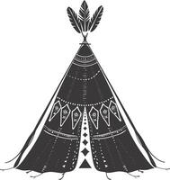 ai gegenereerd silhouet Indisch tribal tent zwart kleur enkel en alleen vol vector