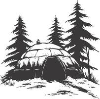 ai gegenereerd silhouet iglo de Eskimo tribal huis zwart kleur vector