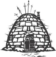 ai gegenereerd silhouet iglo de Eskimo tribal huis zwart kleur vector