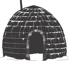 ai gegenereerd silhouet iglo de Eskimo tribal huis zwart kleur vector