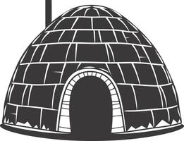 ai gegenereerd silhouet iglo de Eskimo tribal huis zwart kleur vector