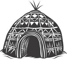 ai gegenereerd silhouet iglo de Eskimo tribal huis zwart kleur vector