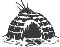 ai gegenereerd silhouet iglo de Eskimo tribal huis zwart kleur vector