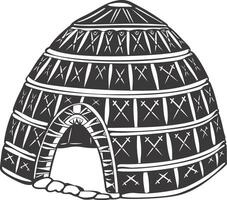 ai gegenereerd silhouet iglo de Eskimo tribal huis zwart kleur vector