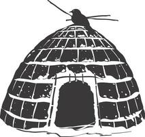 ai gegenereerd silhouet iglo de Eskimo tribal huis zwart kleur vector