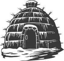 ai gegenereerd silhouet iglo de Eskimo tribal huis zwart kleur vector