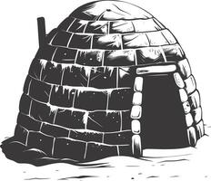 ai gegenereerd silhouet iglo de Eskimo tribal huis zwart kleur vector