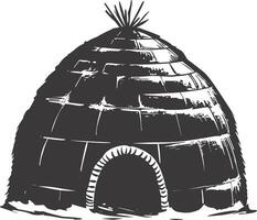 ai gegenereerd silhouet iglo de Eskimo tribal huis zwart kleur vector