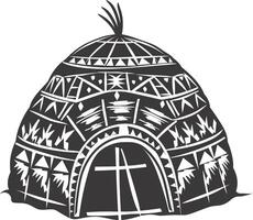 ai gegenereerd silhouet iglo de Eskimo tribal huis zwart kleur vector