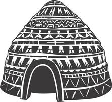 ai gegenereerd silhouet iglo de Eskimo tribal huis zwart kleur vector