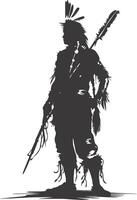 ai gegenereerd silhouet inheems Amerikaans Mens Holding wapen zwart kleur enkel en alleen vector