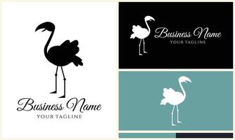 silhouet flamingo vector logo sjabloon