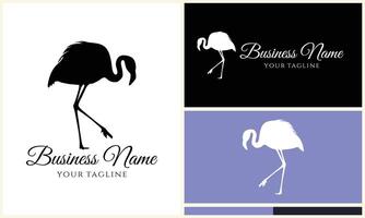 silhouet ooievaar flamingo logo sjabloon vector