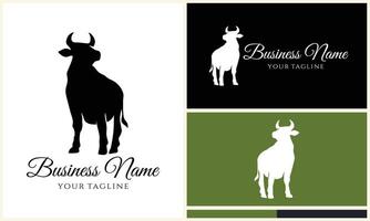 silhouet koe buffel logo sjabloon vector