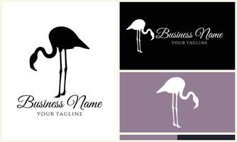 silhouet ooievaar flamingo logo sjabloon vector