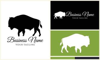 silhouet buffel stier bizon logo vector