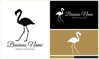 silhouet flamingo vector logo sjabloon