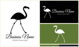 silhouet flamingo vector logo sjabloon