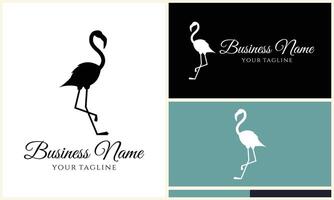 silhouet flamingo vector logo sjabloon