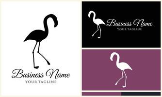 silhouet flamingo vector logo sjabloon