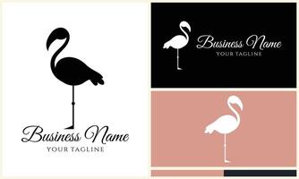 silhouet flamingo vector logo sjabloon