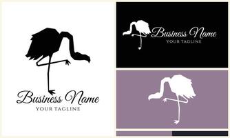 silhouet flamingo vector logo sjabloon