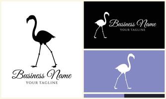 silhouet flamingo vector logo sjabloon