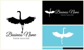 silhouet flamingo vector logo sjabloon