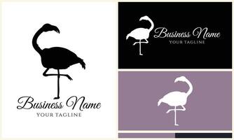 silhouet ooievaar flamingo logo sjabloon vector