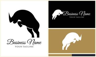 silhouet buffel stier bizon logo vector