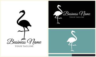 silhouet flamingo vector logo sjabloon