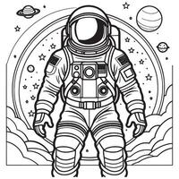 astronaut schets kleur bladzijde illustratie voor kinderen en volwassen vector