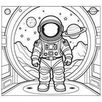 kinderen astronaut schets kleur bladzijde illustratie voor kinderen en volwassen vector
