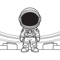 kinderen astronaut schets kleur bladzijde illustratie voor kinderen en volwassen vector