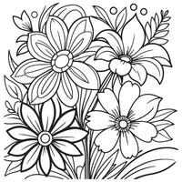 bloemen schets tekening kleur boek Pagina's voor kinderen en volwassenen vector