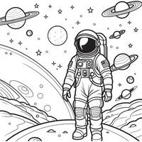 astronaut schets kleur bladzijde illustratie voor kinderen en volwassen vector