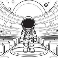 kinderen astronaut schets kleur bladzijde illustratie voor kinderen en volwassen vector