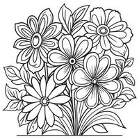 bloemen schets tekening kleur boek Pagina's voor kinderen en volwassenen vector