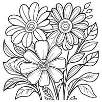 bloemen schets tekening kleur boek Pagina's voor kinderen en volwassenen vector