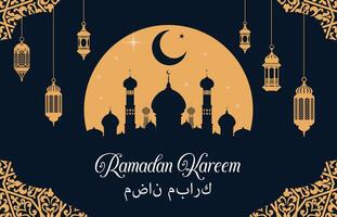 Ramadan kareem en eid mubarak papier besnoeiing moskee vector