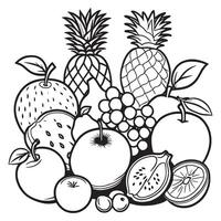 fruit schets kleur bladzijde illustratie voor kinderen en volwassen vector