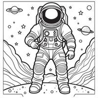 astronaut schets kleur bladzijde illustratie voor kinderen en volwassen vector