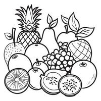 fruit schets kleur bladzijde illustratie voor kinderen en volwassen vector